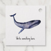 Waterverf blauwe walvis bedankjes labels (Achterkant)