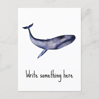 Waterverf blauwe walvis briefkaart