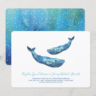 Waterverf blauwe walvis bruiloft 1 kaart