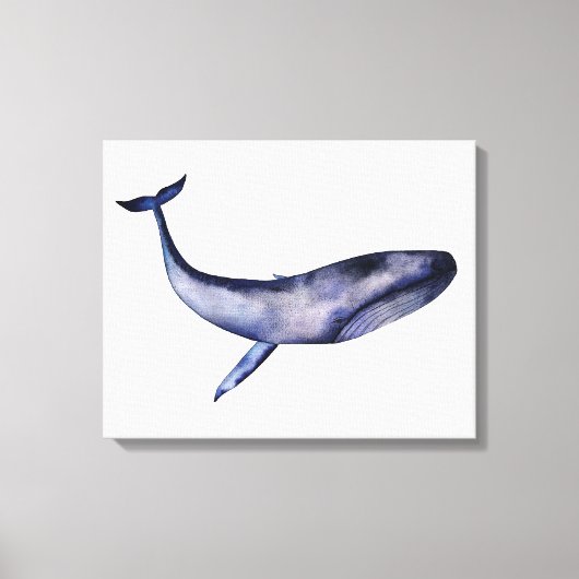 Waterverf blauwe walvis canvas afdruk (Voorkant)