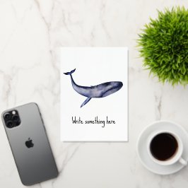 Waterverf blauwe walvis folie wenskaart