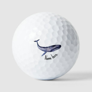 Waterverf blauwe walvis golfballen