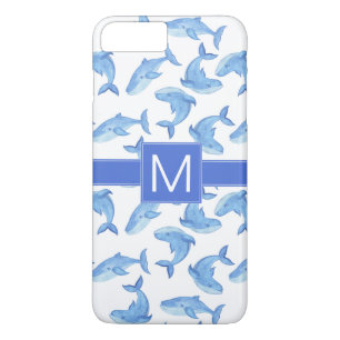 Waterverf Blauwe Walvis Patroon iPhone 8 Plus / 7 Plus Hoesje
