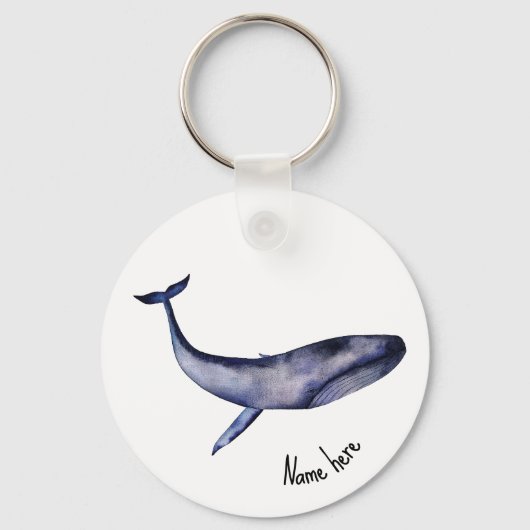 Waterverf blauwe walvis sleutelhanger (Voorkant)