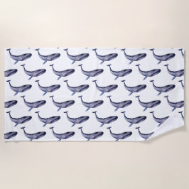 Waterverf blauwe walvis strandlaken