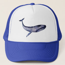 Waterverf blauwe walvis trucker pet