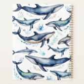Waterverf Blauwe Walvissen en Dolfijnen, zee Planner (Achterkant)