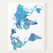 Waterverf Blauwe Wereldkaart Planner (Achterkant)