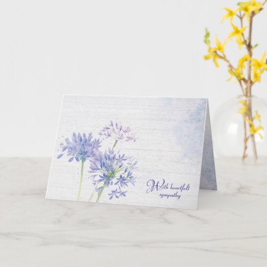 Waterverf Blauwe Wildbloemen Sympathiekaart Kaart (Gele Bloem)