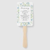 Waterverf Blauwe Wildbloemen Trouwprogramma Handwaaier (Achterkant)