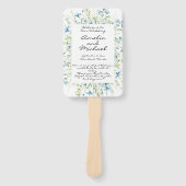 Waterverf Blauwe Wildbloemen Trouwprogramma Handwaaier (Voorkant)