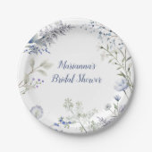 Waterverf Blauwe Wilde Bloem Bruidscadeau Papieren Bordje (Voorkant)