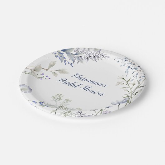 Waterverf Blauwe Wilde Bloem Bruidscadeau Papieren Bordje (Gekanteld)