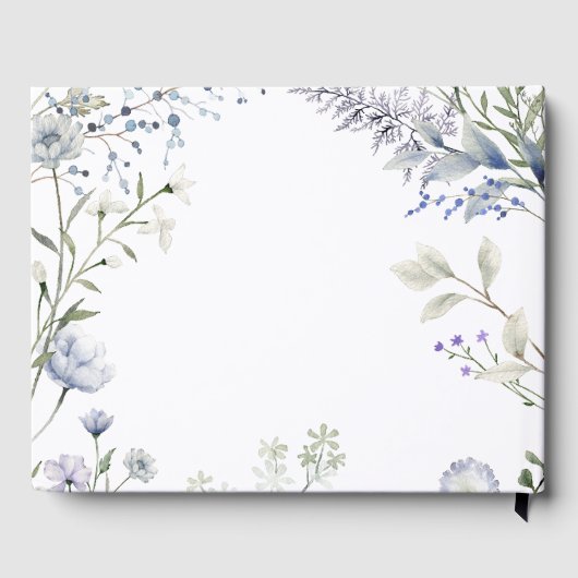 Waterverf Blauwe Wilde Bloem Frame Gastenboek (Achterkant)