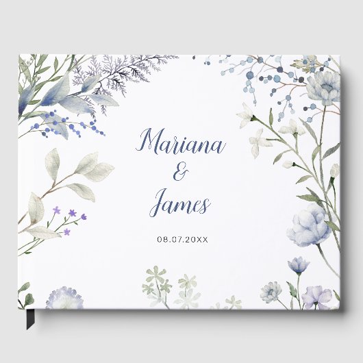 Waterverf Blauwe Wilde Bloem Frame Gastenboek (Voorkant)