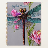 Waterverf Blauwe Wing Dragonfly Personaliseer Plan Planner (Voorkant)