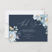 Waterverf Blauwe Winter Bloemen Huwelijk Bedankkaart (Voorkant)