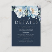 Waterverf Blauwe Winter Bloemen Huwelijk Informatiekaartje (Voorkant)