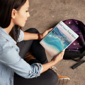 Waterverf Blauwe Witte Oceaan Wave Aangepaste Foto Notitieboek