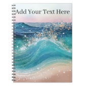 Waterverf Blauwe Witte Oceaan Wave Aangepaste Foto Notitieboek (Voorkant)