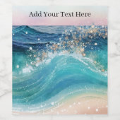 Waterverf Blauwe Witte Oceaan Wave Aangepaste Foto Wijn Etiket (Enkel label)