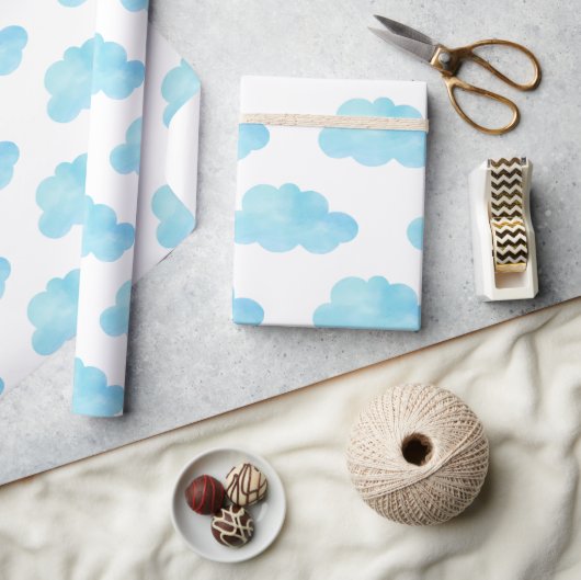 Waterverf Blauwe wolken Cadeaupapier (Crafts)