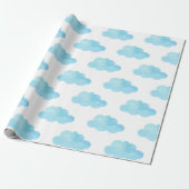 Waterverf Blauwe wolken Cadeaupapier (Uitgerold)
