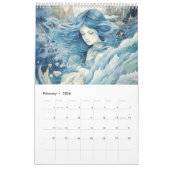 Waterverf Blauwe Zeemeermin Kalender (Feb 2026)