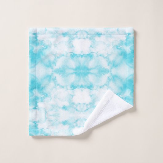 Waterverf blauwgroen blauw abstract patroon bad handdoek (Wasdoekje)