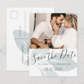 Waterverf Blauwgroen Blauw Blauw Blauw Blauw Bladb Aankondigingskaart (Voorkant / Achterkant)