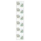Waterverf Blauwgroen Bloemen Kersttafel Runner Medium Tafelloper (Voorkant)