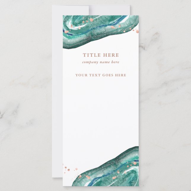 Waterverf Blauwgroen en Faux Roos Gold Geode (Voorkant)