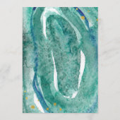 Waterverf Blauwgroen en Gouden Geode Bruiloft Menu (Achterkant)