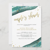 Waterverf Blauwgroen en Gouden Geode Couples Showe Kaart (Voorkant)