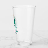 Waterverf Blauwgroen en Gouden Monogram Letter R Glas (Links)