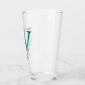 Waterverf Blauwgroen en Gouden Monogram Letter W Glas (Links)