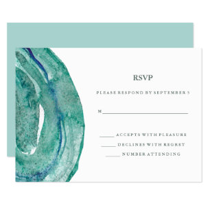 Waterverf Blauwgroen Geode bruiloft RSVP