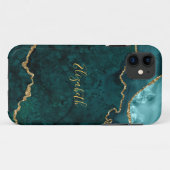 Waterverf Blauwgroen goudmarmer Agate Geode Case-Mate iPhone Case (Achterkant (horizontaal))