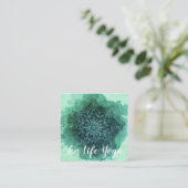 Waterverf Blauwgroen Lotus Floral Square Visitekaa Vierkante Visitekaartje (Staand voorkant)