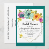 Waterverf Blauwgroen Oranje Geel Roze Bloemgoud Kaart (Voorkant / Achterkant)