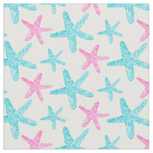 Waterverf Blauwgroen roze roze patroon Stof