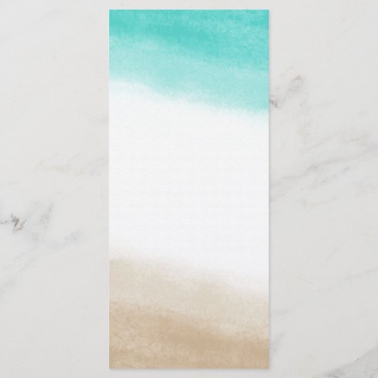 Waterverf Blauwgroen & Tan Elegant Strand Bruiloft Menu (Achterkant)