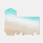 Waterverf Blauwgroen & Tan Subtiel Strand Bruiloft Bedankdoosjes (Uitgevouwen)