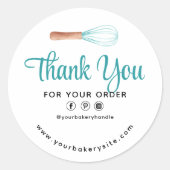 Waterverf Blauwgroen Whisk Bakkerij Business Websi Ronde Sticker (Voorkant)