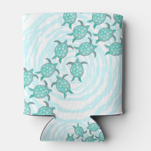 Waterverf Blauwgroen Zeeen Blikjeskoeler (Achterkant)