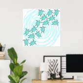 Waterverf Blauwgroen Zeeen Poster (Thuiskantoor)