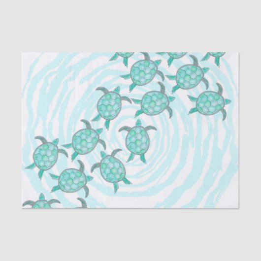 Waterverf Blauwgroen Zeeen Tissuepapier (Voorkant)