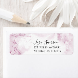 Waterverf Bleek Roze Hydrangea Flowers Etiket