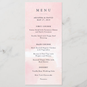 Waterverf Bliss Blush Pink Floral Wedding Menu