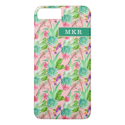 Waterverf bloeiend Succulents Patroon Case-Mate iPhone Case (Achterkant)